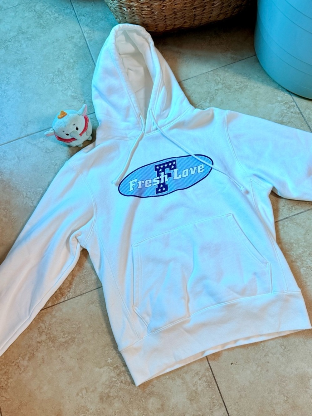 White Fresh Love Hoodie Christopher Sturniolo light Blue logo
